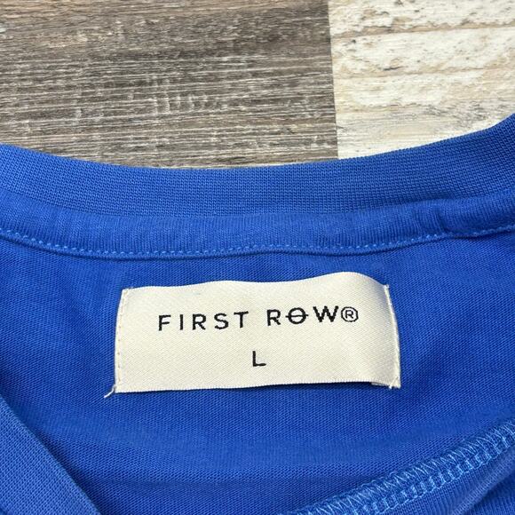 First Row First Never Last Blue Mens L Racing Sportscar Chenille Patch T-Shirt - Picture 4 of 12